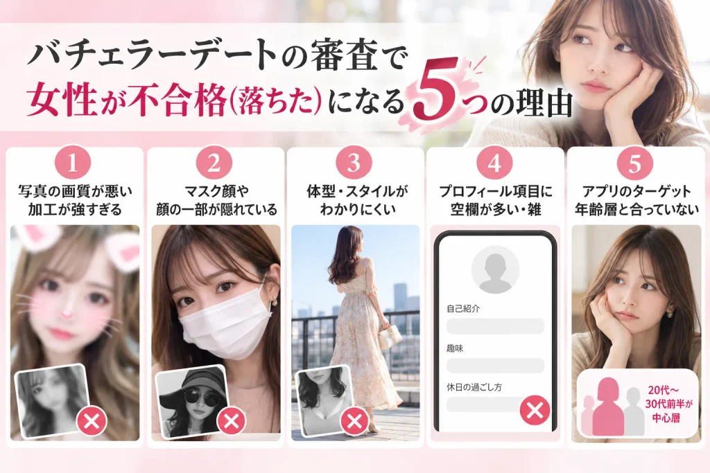 バチェラーデートの審査で女性が不合格(落ちた)になる5つの理由