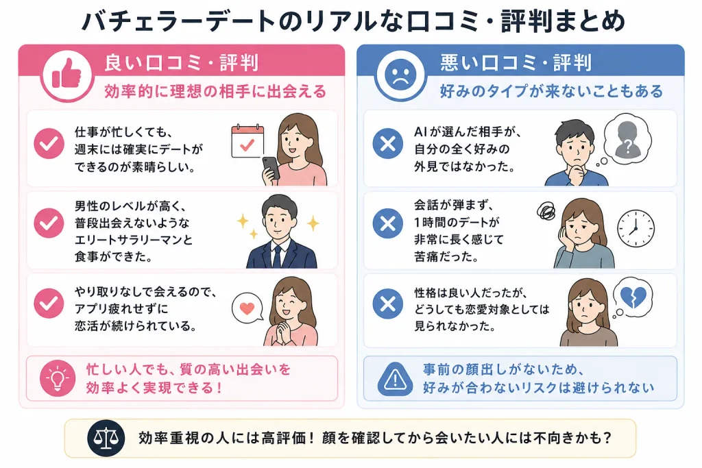 バチェラーデートのリアルな口コミ・評判まとめ