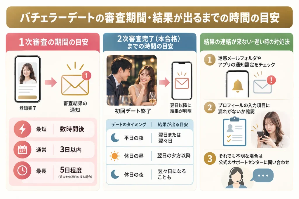 バチェラーデートの審査期間・結果が出るまでの時間の目安