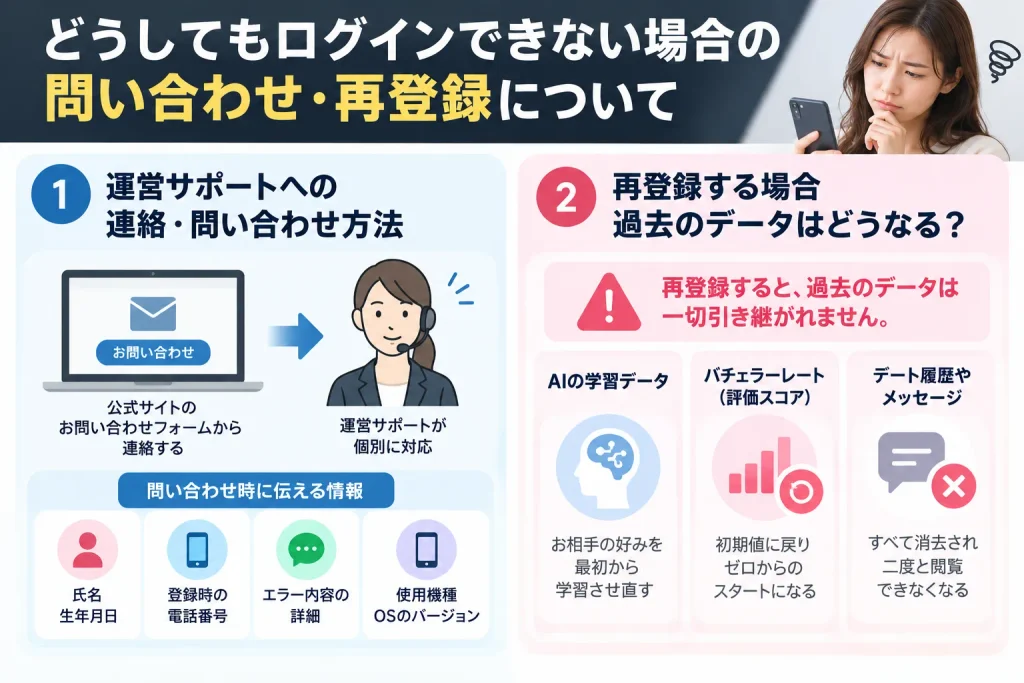 どうしてもログインできない場合の問い合わせ・再登録について