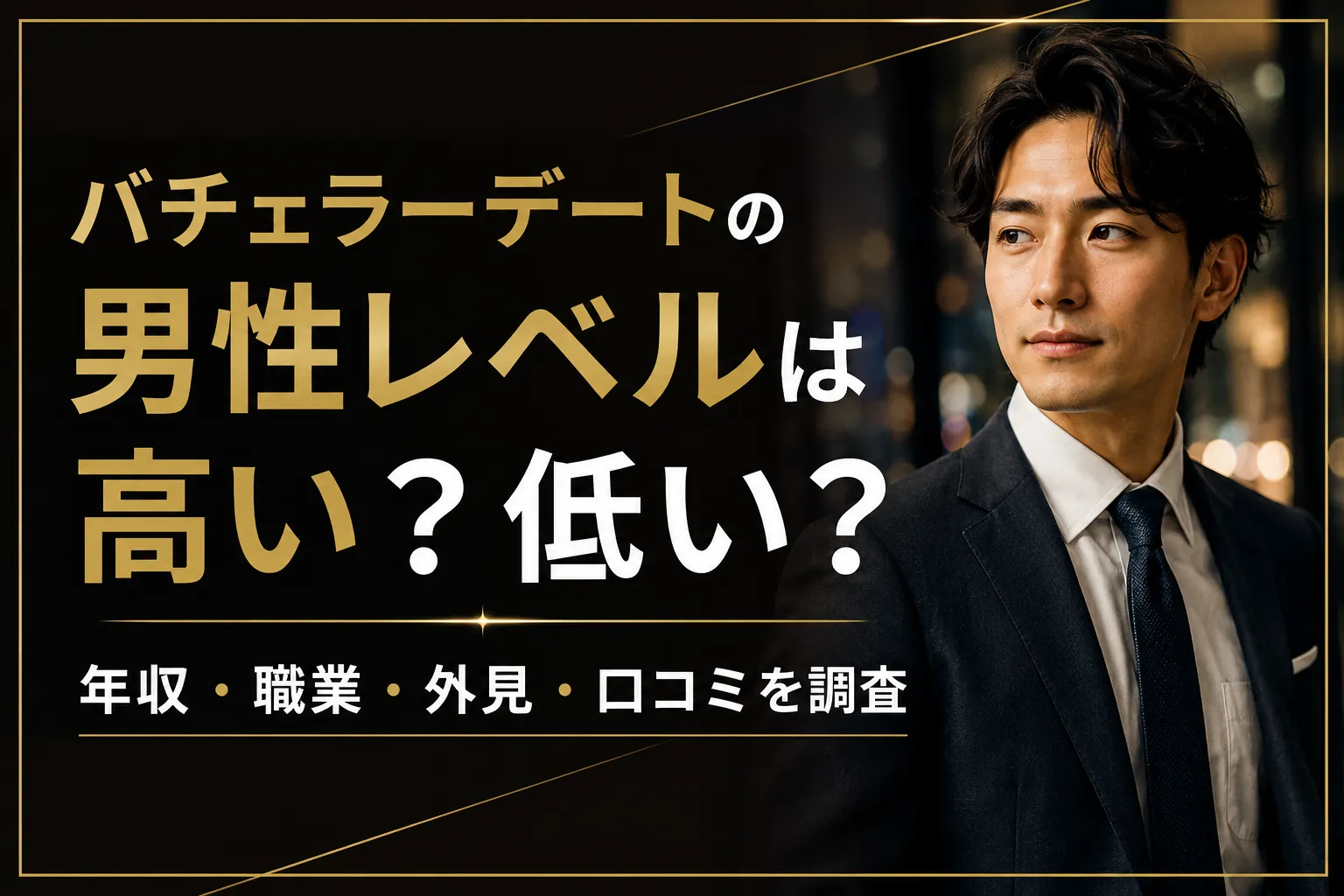 バチェラーデートの男性レベルは高い?低い?年収・職業・外見・口コミを調査