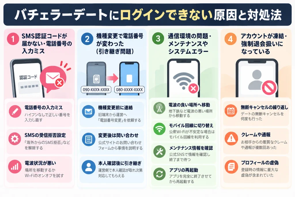 バチェラーデートにログインできない原因と対処法
