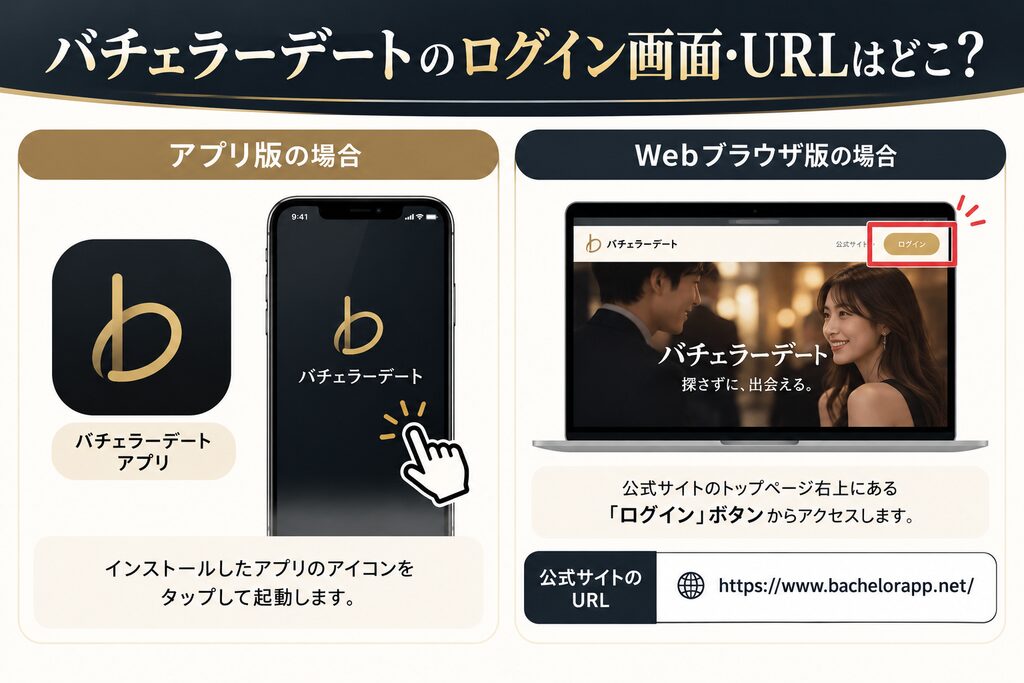 バチェラーデートのログイン画面・URLはどこ？