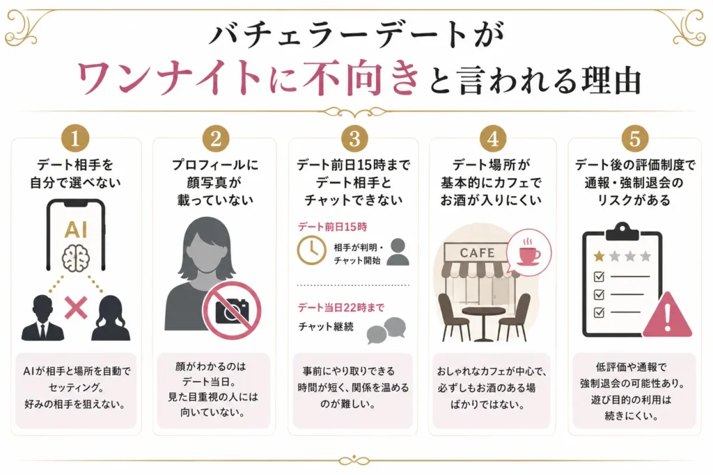 バチェラーデートがワンナイトに不向きと言われる理由